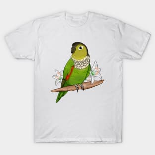 Cute Black Capped Conure with Lillies T-Shirt